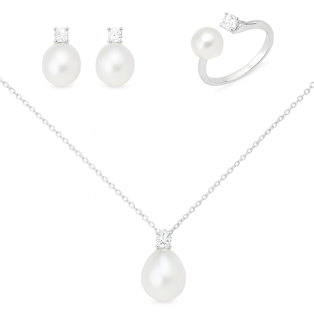 M132 SILVER 925 PEARL JEWELRY SET 7g