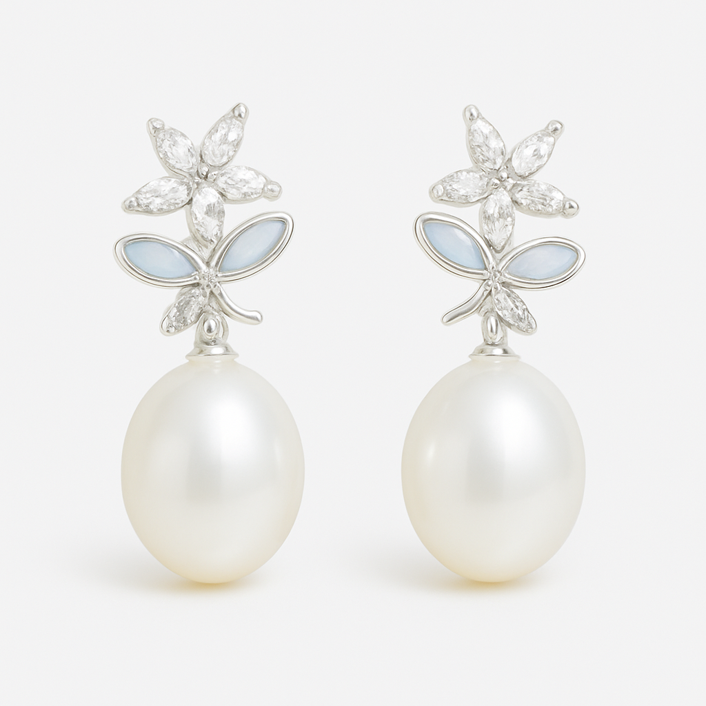 M167 SILVER 925 PEARL EARRINGS 4g