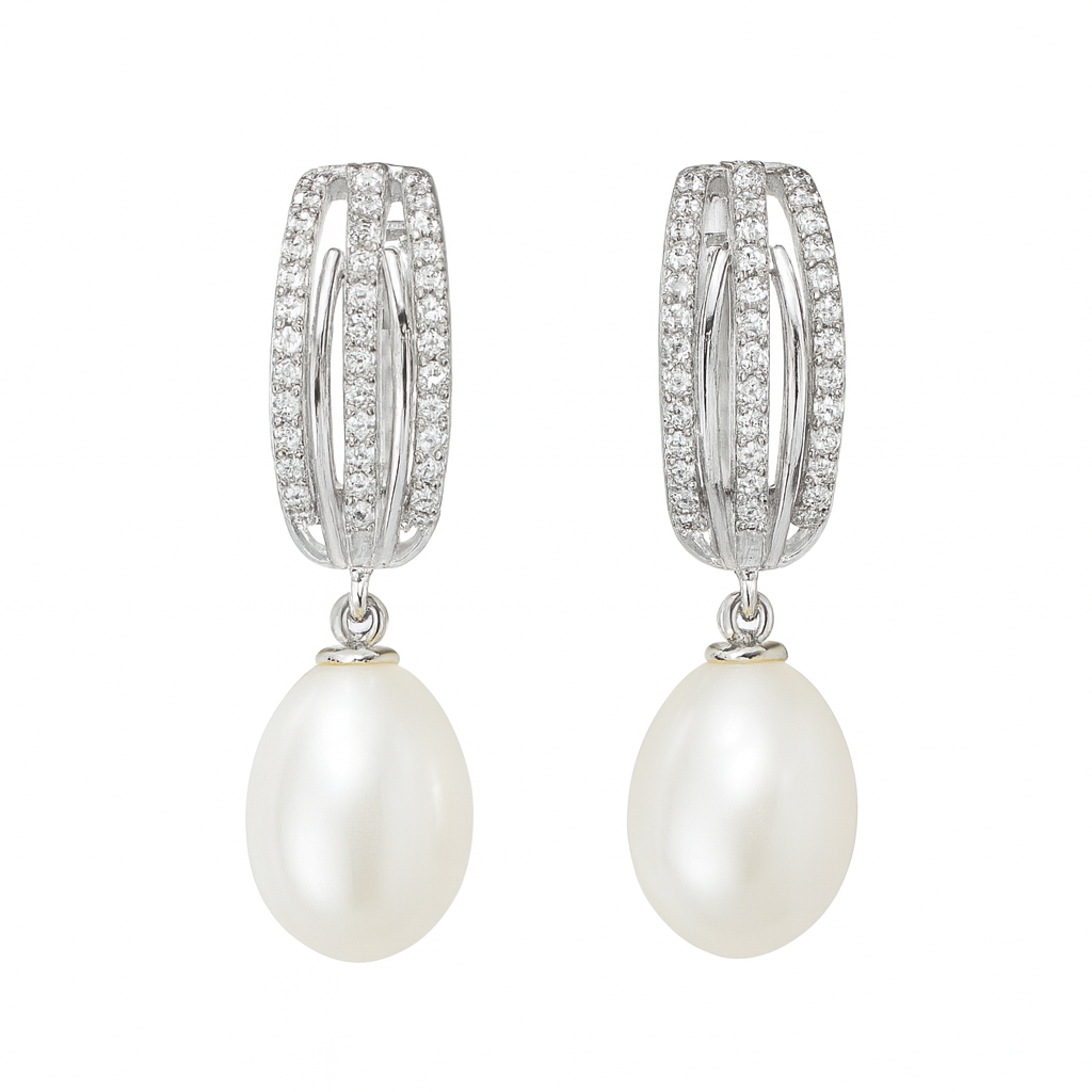 M051 SILVER 925 PEARL EARRINGS 5.4g