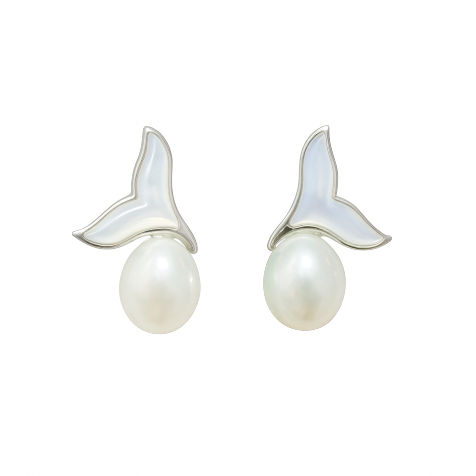 M047 SILVER 925 PEARL EARRINGS 2.6g
