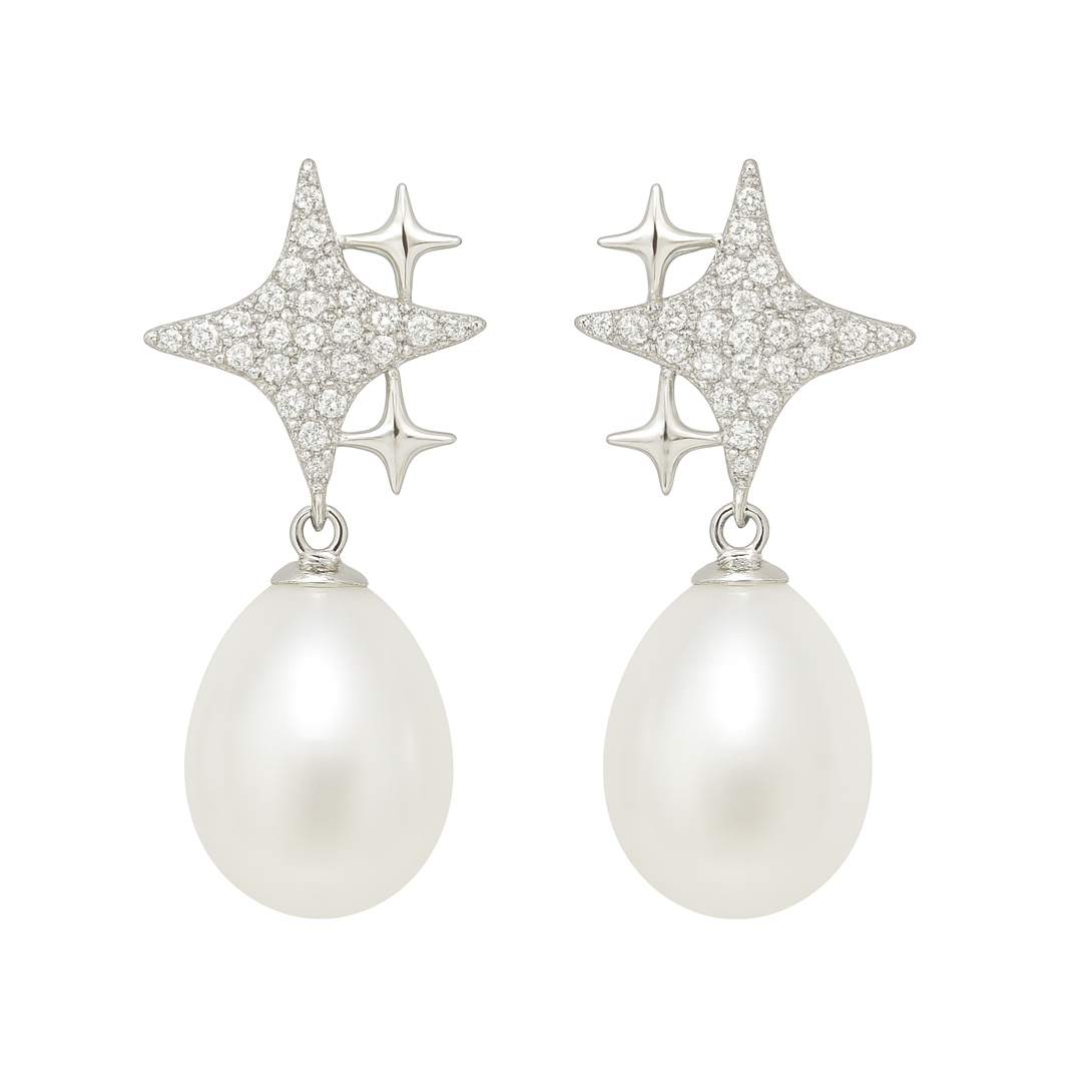 M163 SILVER 925 PEARL EARRINGS 5.5g