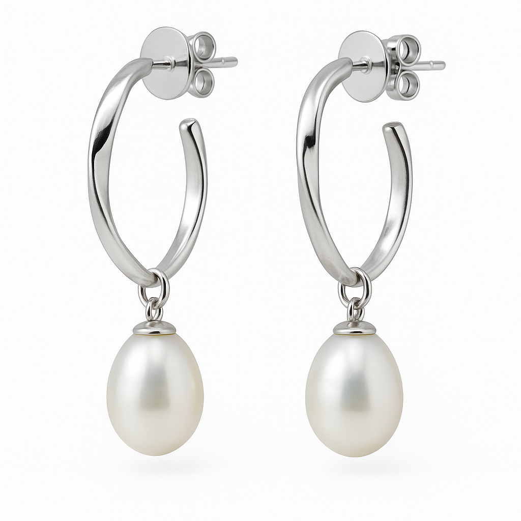 M066 SILVER 925 PEARL EARRINGS 4.8g