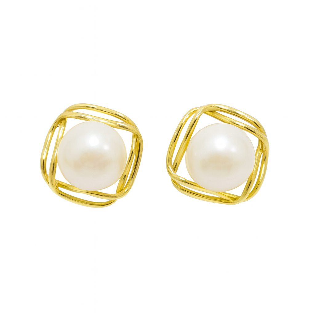 M074 SILVER 925 PEARL EARRINGS 2.8g