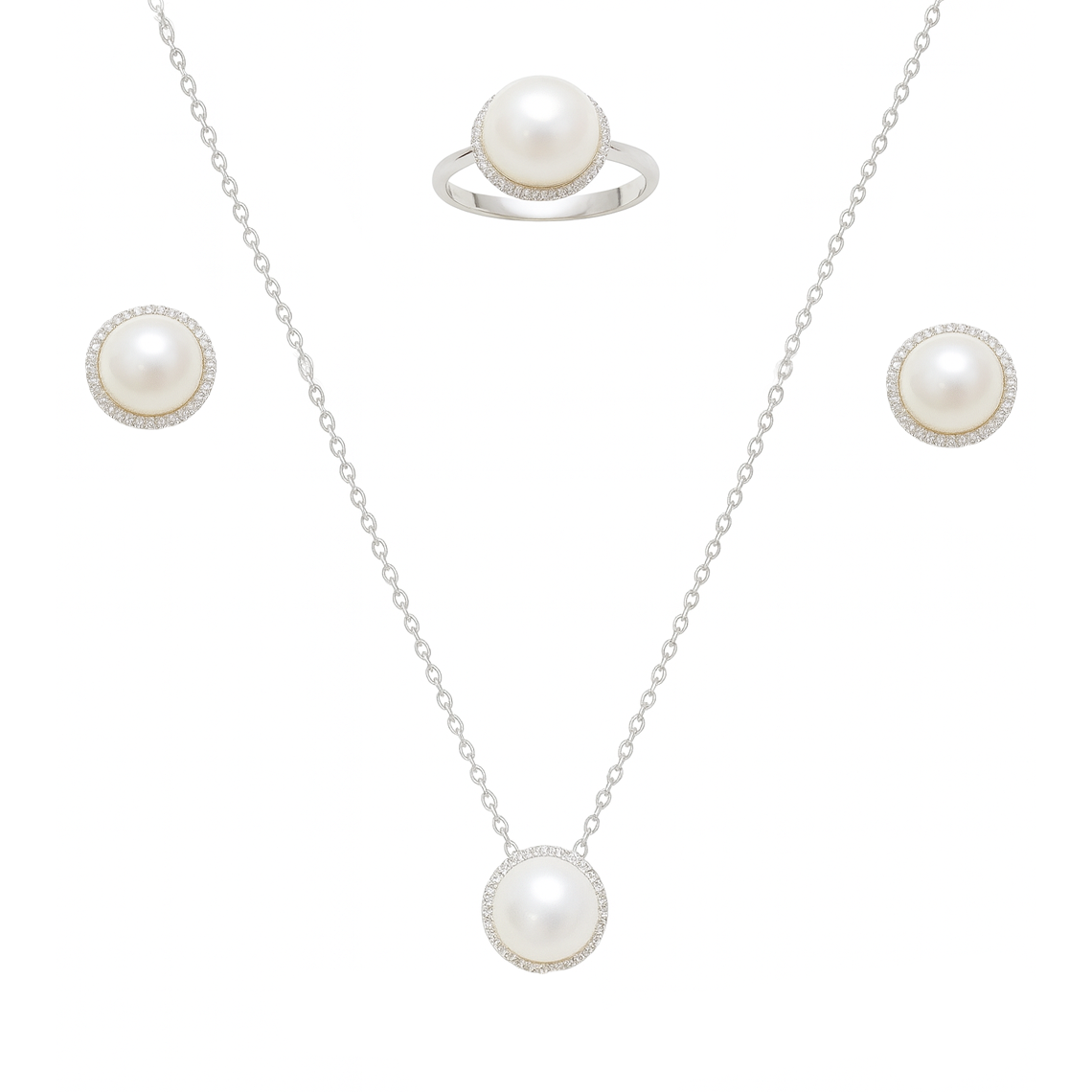 M244 SILVER 925 PEARL JEWELRY SET 11g