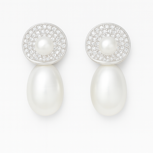 M011 SILVER 925 PEARL EARRINGS 6.6g