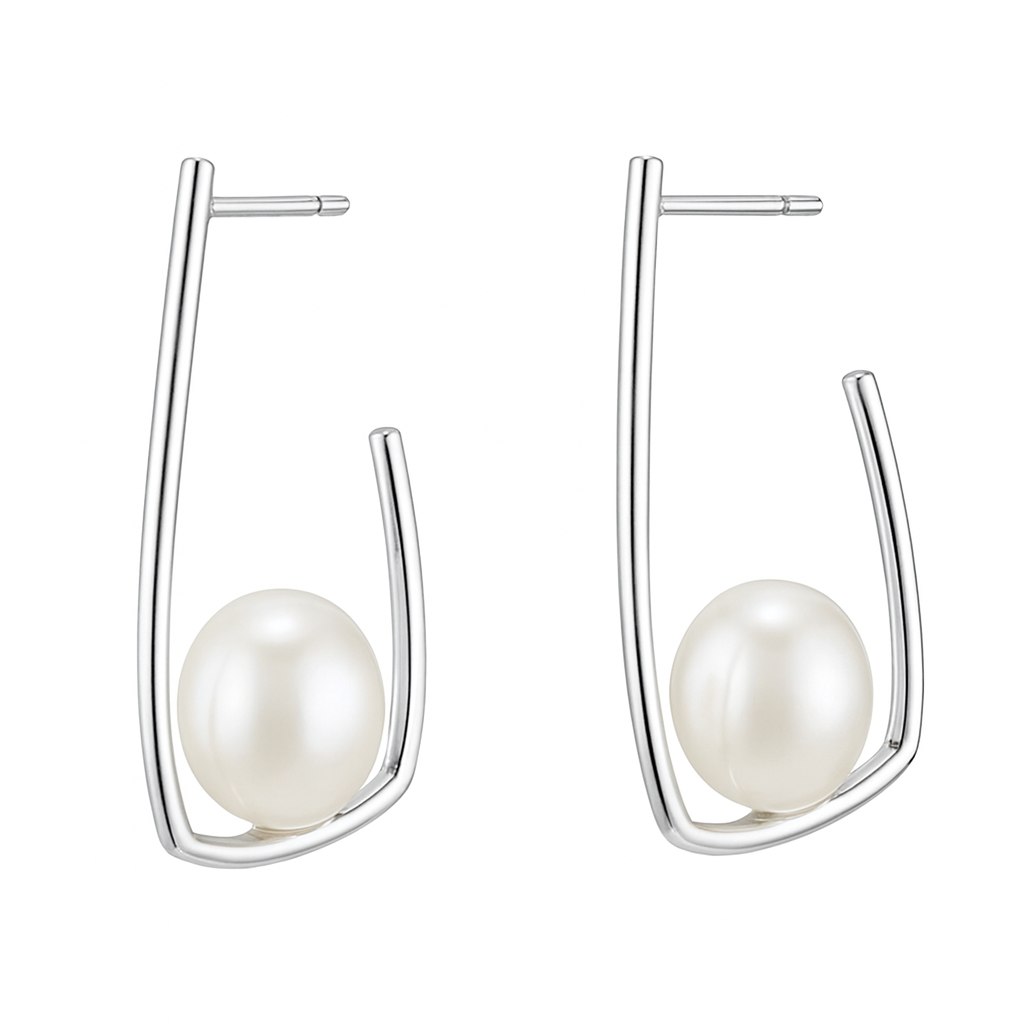 M018 SILVER 925 PEARL EARRINGS 5.6g
