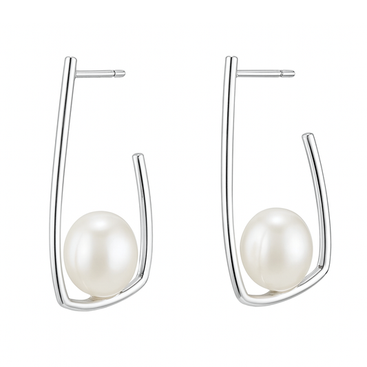M018 SILVER 925 PEARL EARRINGS 5.6g