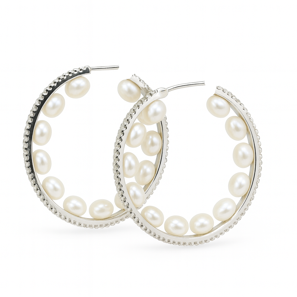 M149 SILVER 925 PEARL EARRINGS 6.5g