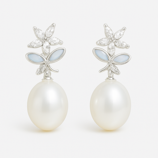 M167 SILVER 925 PEARL EARRINGS 4g