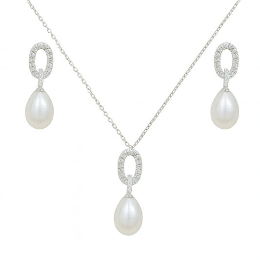 M117 SILVER 925 PEARL JEWELRY SET 9.5g