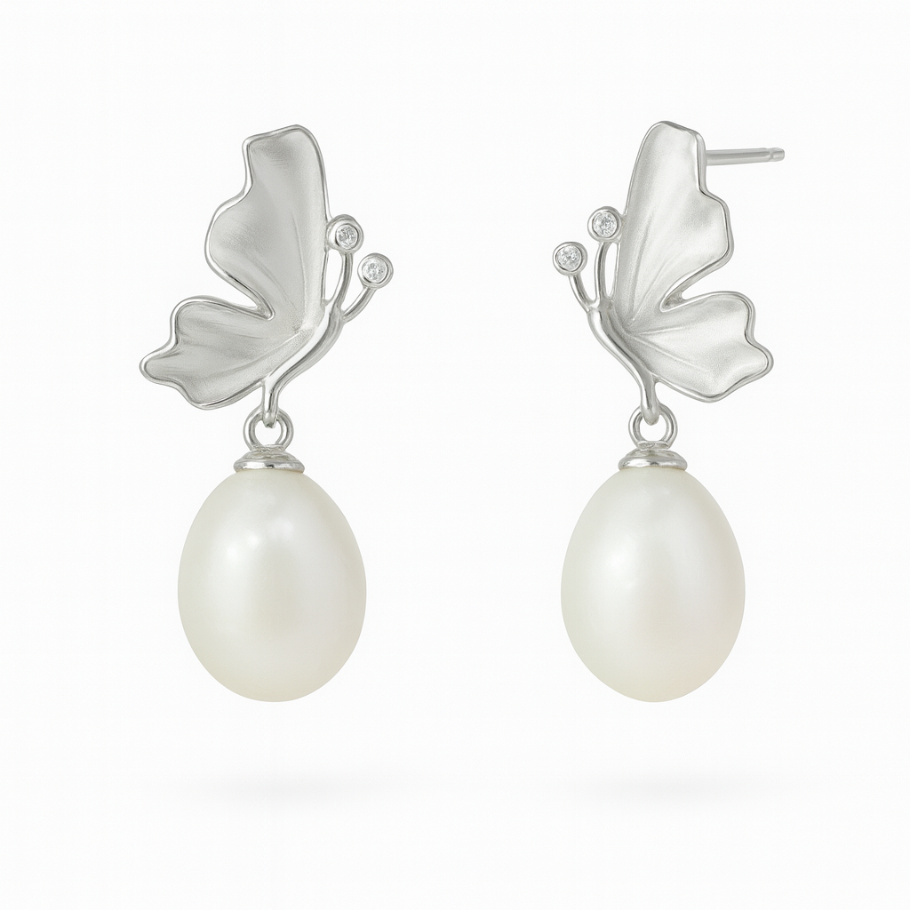 M021 SILVER 925 PEARL EARRINGS 5g