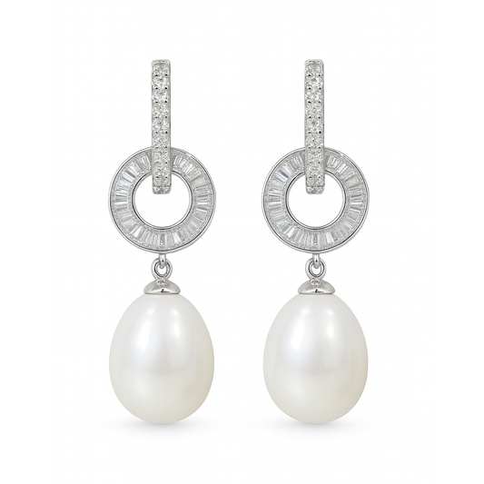 M081 SILVER 925 PEARL EARRINGS 6.8g