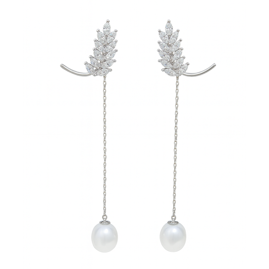 M153 SILVER 925 PEARL EARRINGS 4.2g