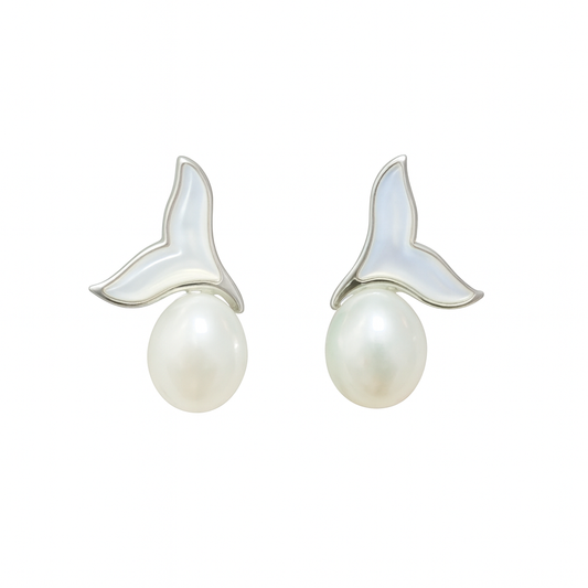 M047 SILVER 925 PEARL EARRINGS 2.6g
