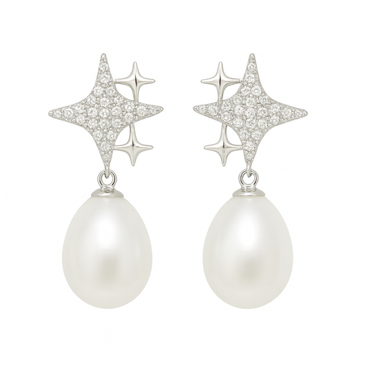 M163 SILVER 925 PEARL EARRINGS 5.5g