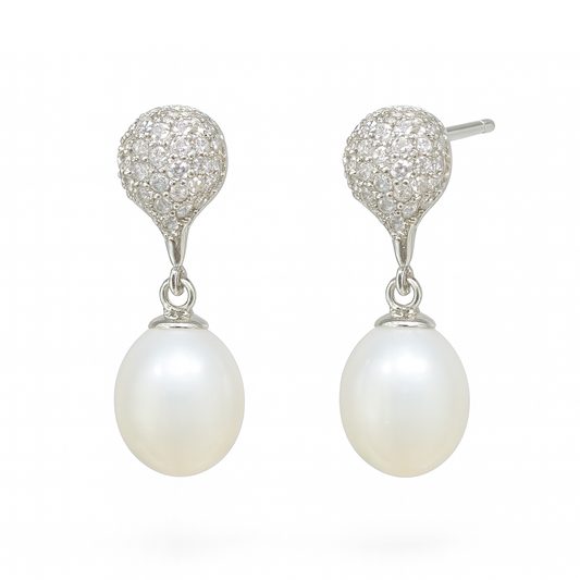 M147 SILVER 925 PEARL EARRINGS 3.6g
