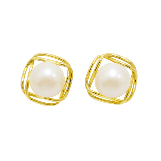 M074 SILVER 925 PEARL EARRINGS 2.8g