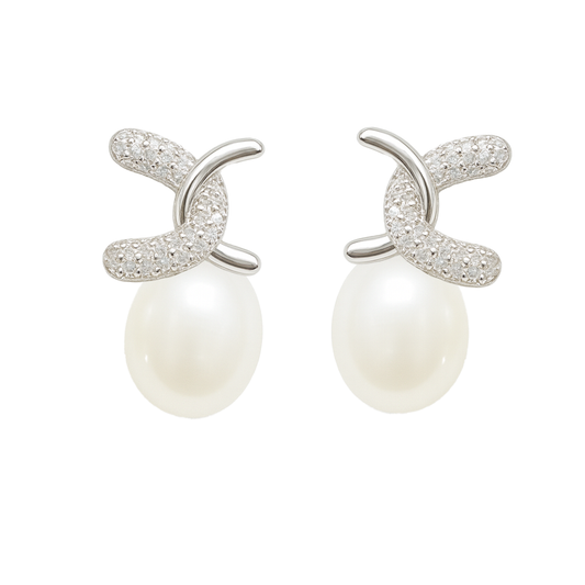 M190 SILVER 925 PEARL EARRINGS 4.8g