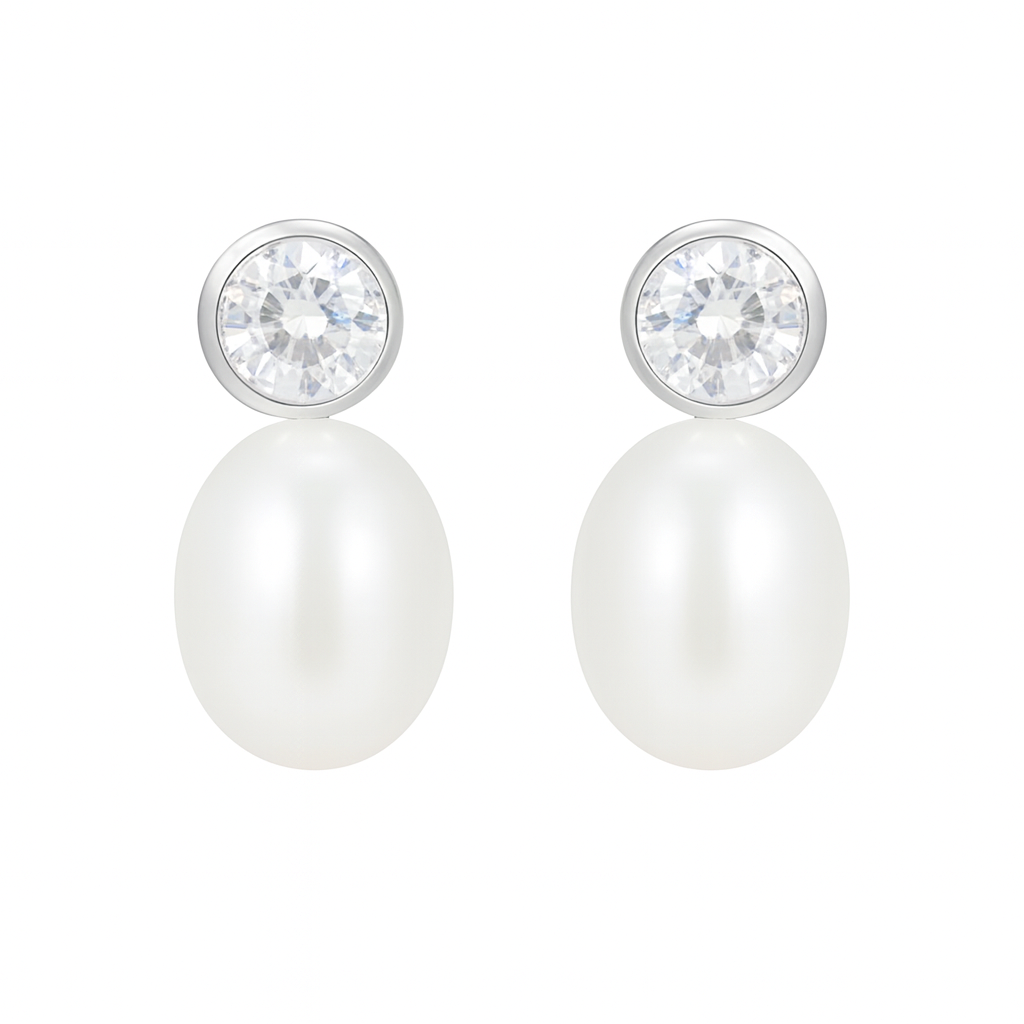 M014 SILVER 925 PEARL EARRINGS 2.4g