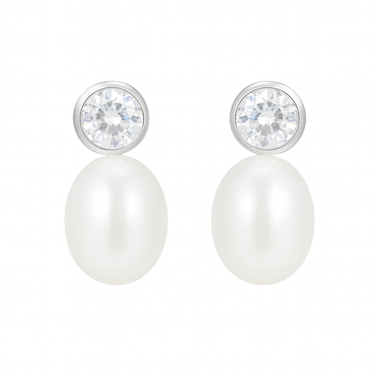 M014 SILVER 925 PEARL EARRINGS 2.4g