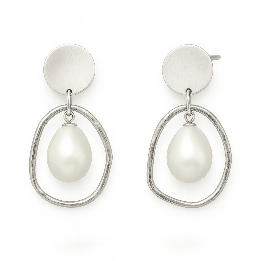 M098 SILVER 925 PEARL EARRINGS 6.3g