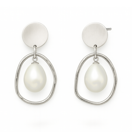 M098 SILVER 925 PEARL EARRINGS 6.3g