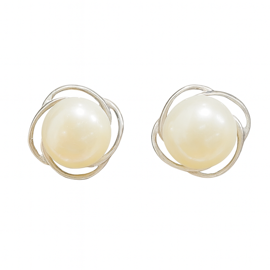 M083 SILVER 925 PEARL EARRINGS 3.2g
